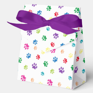 Rainbow Painted Paw Prints Favour Box
