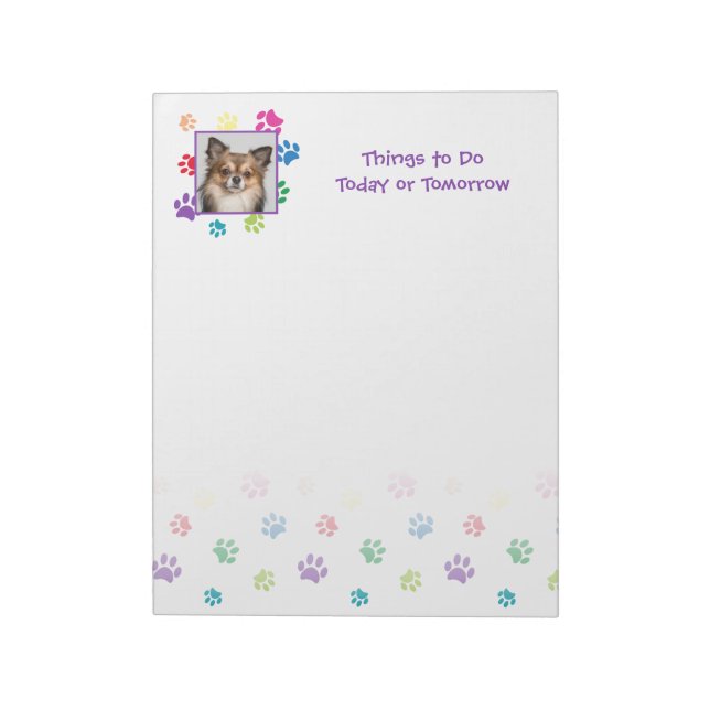 Rainbow Painted Paw Prints with Photo Insert Notepad (Rotated)