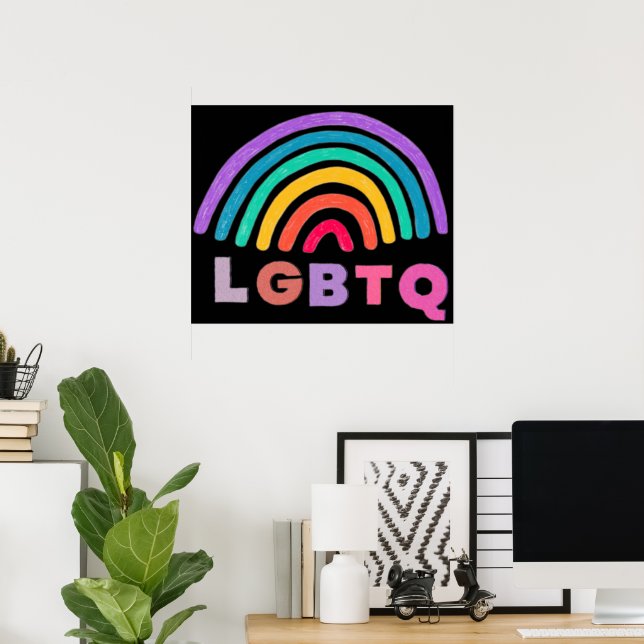 Rainbow painted with LGBTQ lettering Poster (Home Office)
