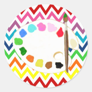 Rainbow Painting Art Party Classic Round Sticker