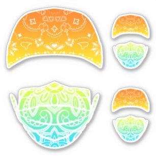 rainbow paisley med mask sticker