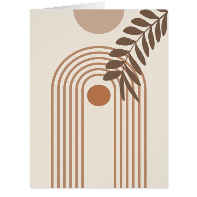 Rainbow Palm Leaf Sun, Boho Abstract Geometric Art (Front)