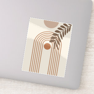 Rainbow Palm Leaf Sun, Boho Abstract Geometric Art