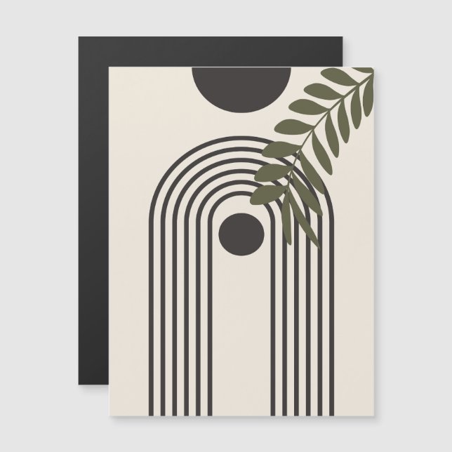 Rainbow Palm Leaf Sun, Boho Abstract Geometric Art Magnetic Invitation (Front/Back)