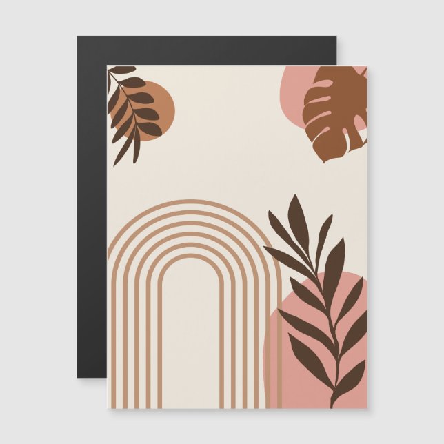 Rainbow Palm Leaf Sun, Boho Abstract Geometric Art Magnetic Invitation (Front/Back)