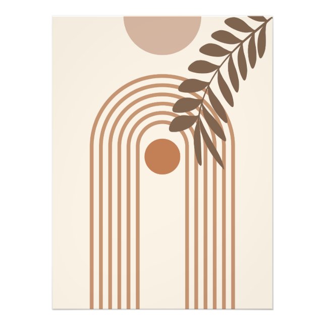 Rainbow Palm Leaf Sun, Boho Abstract Geometric Art Photo Print (Front)