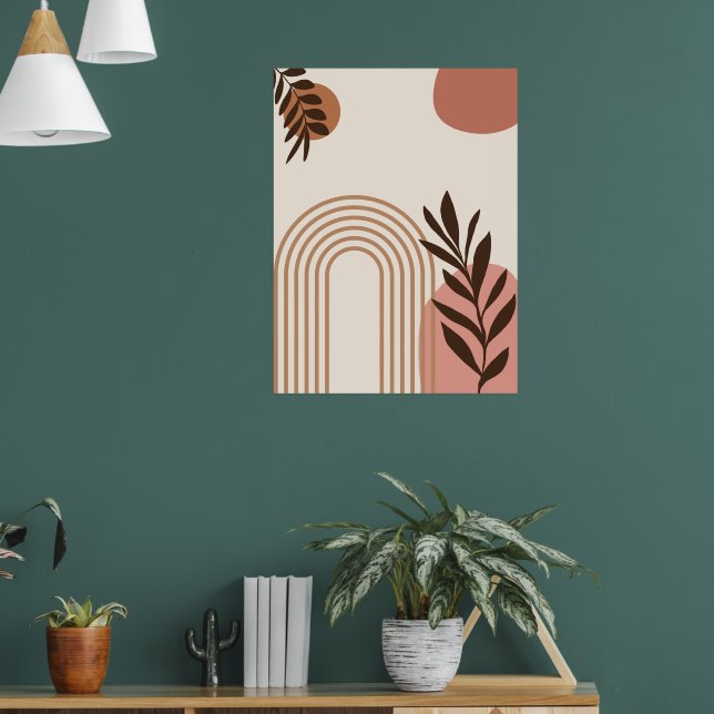 Rainbow Palm Leaf Sun, Boho Abstract Geometric Art Poster (Living Room 1)