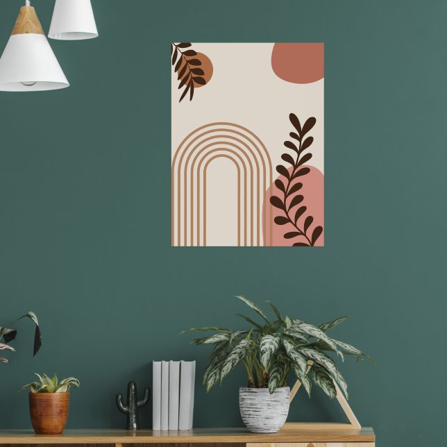 Rainbow Palm Leaf Sun, Boho Abstract Geometric Art Poster (Living Room 1)