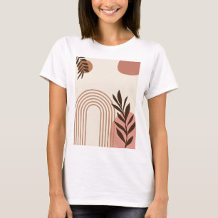 Rainbow Palm Leaf Sun, Boho Abstract Geometric Art T-Shirt
