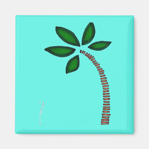 Rainbow palm tree drawing with blue background magnet