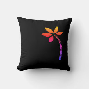 Rainbow palm tree with black background cushion