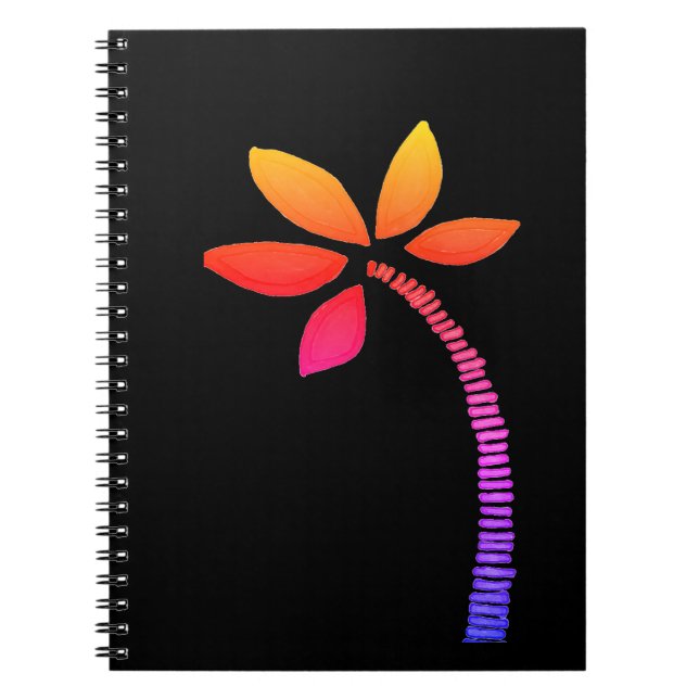 Rainbow palm tree with black background notebook (Front)