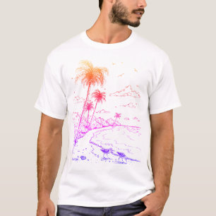 Rainbow Palm Trees and Sandpiper Beach Life T-Shir T-Shirt
