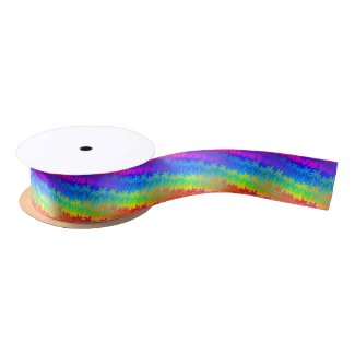 Rainbow palm trees satin ribbon