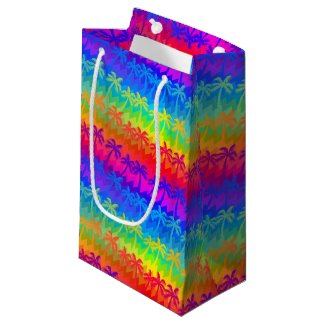 Rainbow palm trees small gift bag