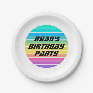rainbow paper birthday party plate sci-fi rainbow