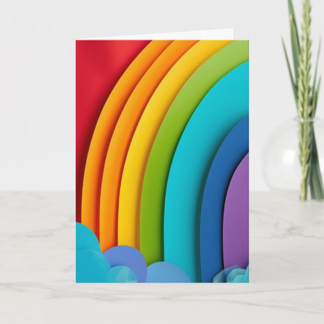 Rainbow Paper Cutout Collage Card (Front)