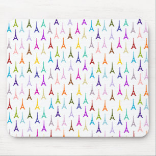 Rainbow Paris Eiffel Tower pattern Mouse Pad