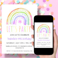 Rainbow Party | Birthday Invitation