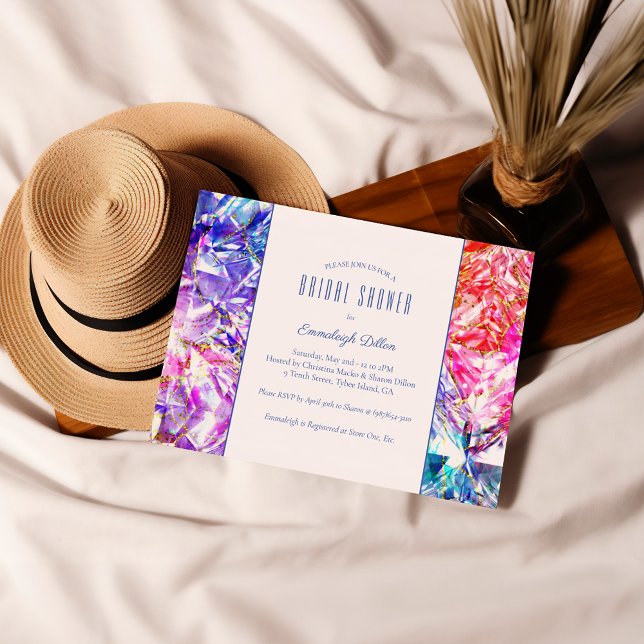 Rainbow Party Colour Crystal Gemstone Bridal Showe Invitation (Creator Uploaded)