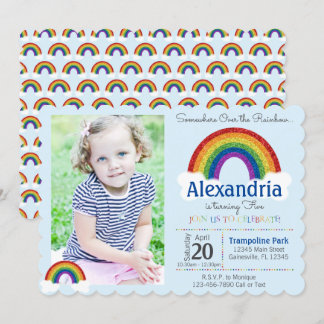 Rainbow Party Invitation with Photo Rainbow Invite
