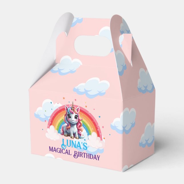 Rainbow Party Unicorn Favour Boxes (Front Side)