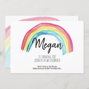 RAINBOW PARTY,WATERCOLOR RAINBOW BIRTHDAY, SIMPLE INVITATION