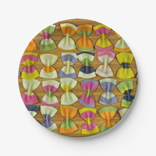 Rainbow pasta pattern paper plate (Front)