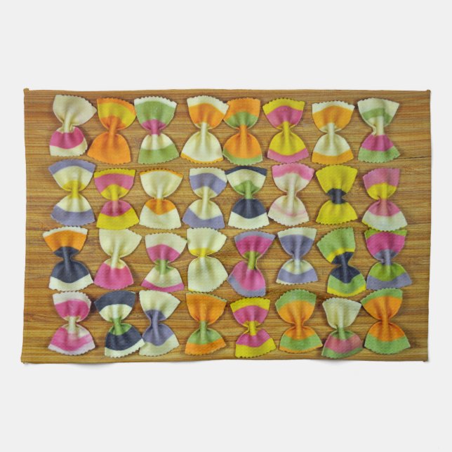 Rainbow pasta pattern tea towel (Horizontal)