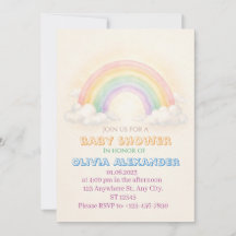 Rainbow Pastel Baby Shower Invitation | Whimsical