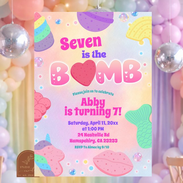 Rainbow Pastel Bath Bomb Birthday Invitation (Creator Uploaded)
