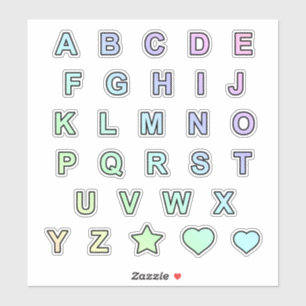 Rainbow Pastel Colors Monogram Letters Alphabet