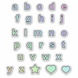 Rainbow Pastel Colours Lower Case Letters Alphabet