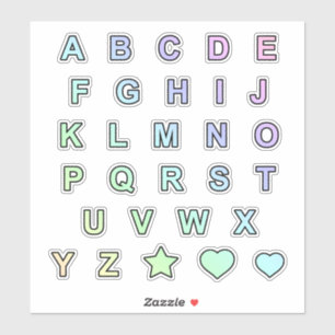 Rainbow Pastel Colours Monogram Letters Alphabet