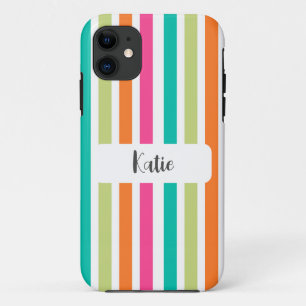 Rainbow pastel colours retro vertical stripes iPhone 11 case