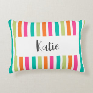 Rainbow pastel colours retro vertical stripes decorative cushion