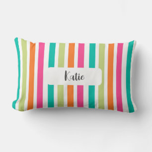 Rainbow pastel colours retro vertical stripes lumbar cushion