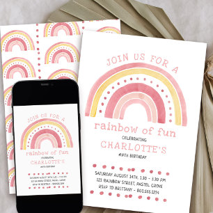 Rainbow Pastel Doodle Art Girl's Birthday Invitation