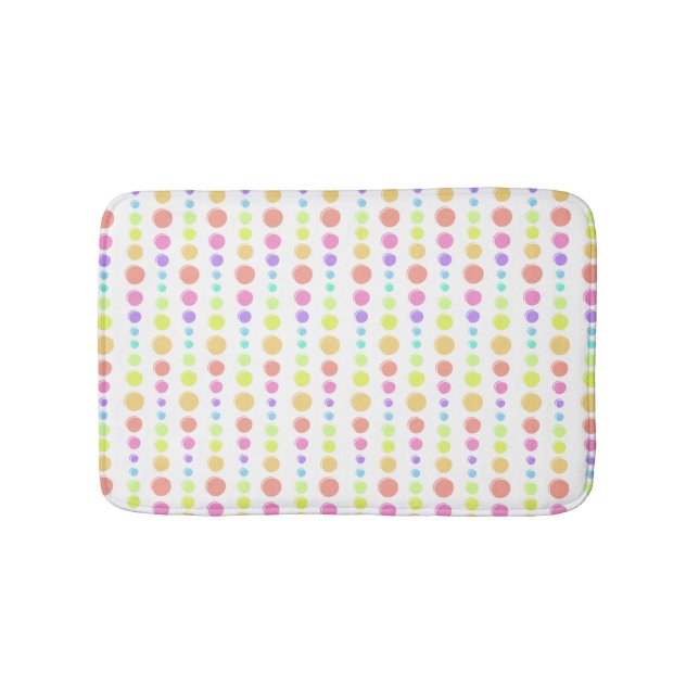 Rainbow Pastel Dots Pattern Bath Mat (Front)