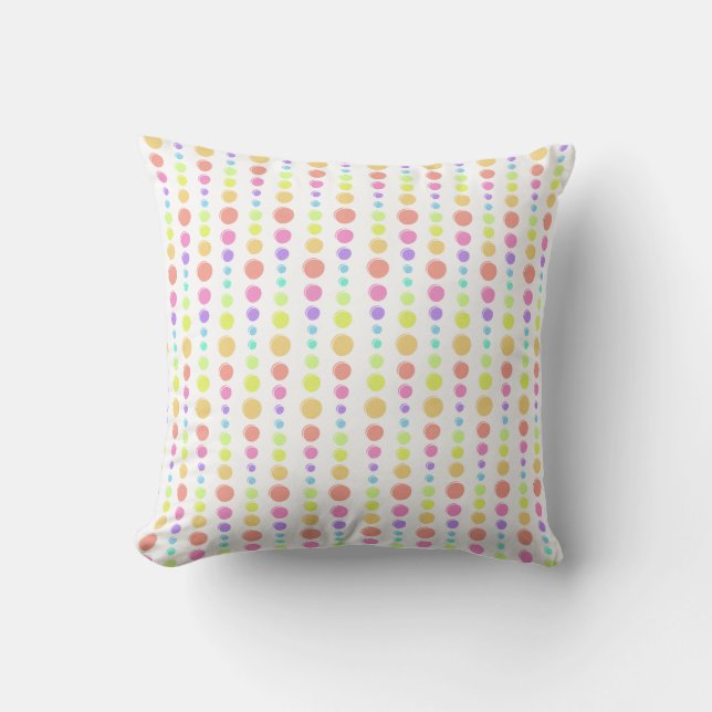 Rainbow Pastel Dots Pattern Cushion (Front)