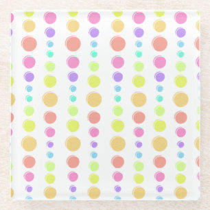 Rainbow Pastel Dots Pattern Glass Coaster