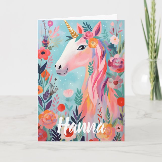 Rainbow Pastel Dream Unicorn Folded Card (Front)