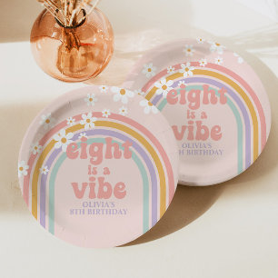 Rainbow Pastel Eight is a Vibe 8th birthday Paper Plate