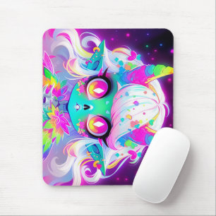 Rainbow Pastel Fantasy Skull Demon Anime Girl Mouse Pad
