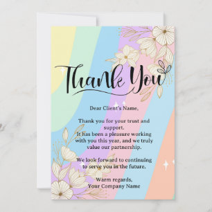 Rainbow Pastel Floral Small Business Appreciation Thank You Card