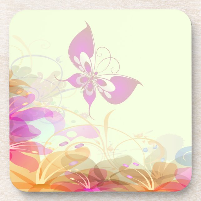 Rainbow Pastel Florals Coaster (Front)