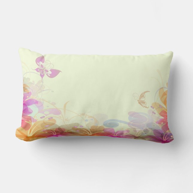 Rainbow Pastel Florals Lumbar Cushion (Front)