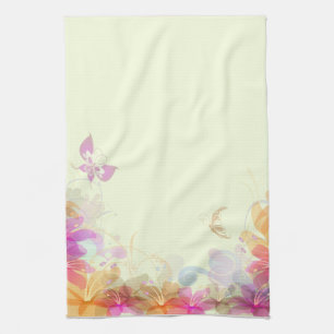 Rainbow Pastel Florals Tea Towel