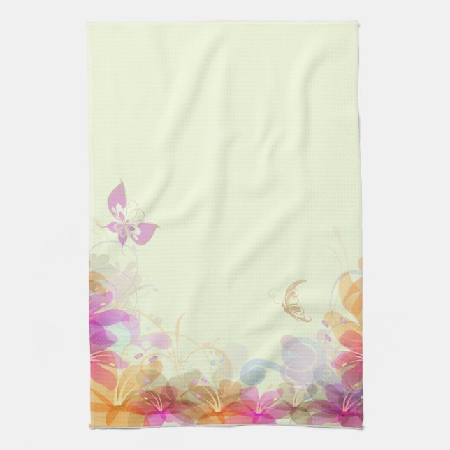 Rainbow Pastel Florals Tea Towel (Vertical)