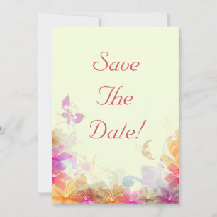 Rainbow Pastel Florals Wedding Save The Date Invitation